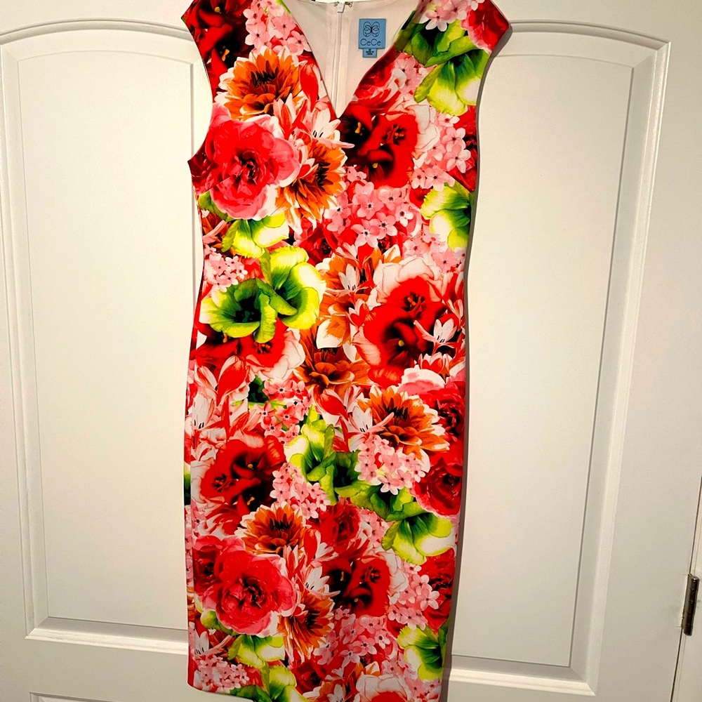 CeCe beautiful floral sheath dress size 10, like new.